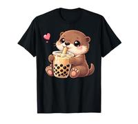 Cute Kawaii Otter Drinks Boba Bubble Tea Kawaii Aesthetic T-Shirt