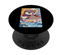Cute Kawaii Otter Eating Ramen Japanese Anime Noodle Lover PopSockets Adhesive PopGrip