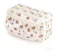 Cute Kawaii Pencil Case Pouch Cartoon Pen Box Holder Organizer for Office Workspace Supplies Desk Accessories Travel Essentials Aesthetic Trendy Cool Stuff Gift Large Capacity (White Kapibala)