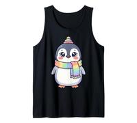 Cute Kawaii Penguin Rainbow Beanie Scarf Winter Tank Top