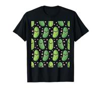 Cute Kawaii Pickle Pattern with Hearts Aesthetic T-Shirt