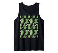 Cute Kawaii Pickle Pattern with Hearts Aesthetic Tank Top