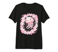 Cute Kawaii Pink Jellyfish Floral Aesthetic Premium T-Shirt