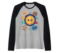 Cute Kawaii Planets Astronomy Fun for Kids Space Lover Raglan Baseball Tee