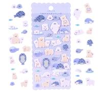 Cute Kawaii Polar Bear Creature Stickers,Soft Flocked Felt 3D Stickers for Kids & Adults,Scrapbooking Decor