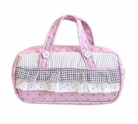 Cute Kawaii Polka Dot Pencil Case for Girls Plaid Ruffle Pencil Pouch