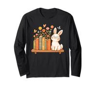 Cute Kawaii Rabbit Books Flowers Long Sleeve T-Shirt