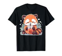 Cute Kawaii Red Panda Drinking Bubble Boba Tea Girls Teens T-Shirt
