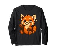 Cute Kawaii Red Panda with Sparkle Eyes Adorable Anime Long Sleeve T-Shirt