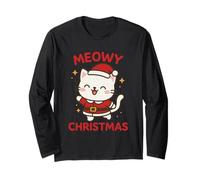 Cute Kawaii Santa Cat Meowy Christmas Holiday Cat Lovers Long Sleeve T-Shirt