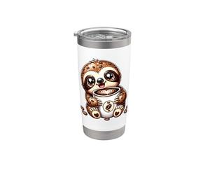 Cute Kawaii Sloth Coffee Funny Caffeine Lover Gift Idea Kids Stainless Steel Insulated Tumbler