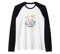 Cute Kawaii Strawberry Milk Cat Summer Vibes Raglan Baseball Tee
