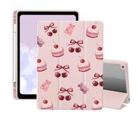 Cute Kawaii Sweet Desserts Case for iPad 9th/7th/8th Generation(2021/2020/2019, 10.2 Inch) with Pencil Holder Trifold Stand Pink Leather Girly Cover Clear Back Shell Auto Wake/Sleep