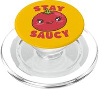 Cute Kawaii Tomato Stay Saucy Food Pun PopSockets PopGrip for MagSafe