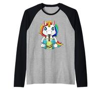 Cute Kawaii Unicorn Boba Bubble Tea Raglan Baseball Tee
