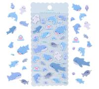 Cute Kawaii Whales Creature Stickers,Soft Flocked Felt 3D Stickers for Kids & Adults,Scrapbooking Decor