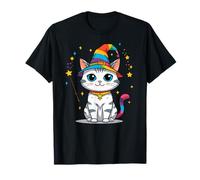 Cute Kawaii Wizard Cat Rainbow Witch Magic T-Shirt