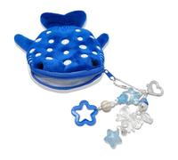 Cute Keychain Whale Shark Coin Purse Keychain Kawaii Plush Change Purse with Zipper Aesthetic Handmade Bag Charms, Blue, One Size