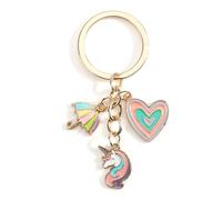 Cute Keychain with Unicorn Motif, Suitable Gift for Women and Girls, Birthday Gift, School Entrance Gift, Love Heart Pendant,Keyring