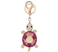Cute Keychain Women Key Chains For Car Kawaii Rhinestone Crystal Bling Pink FOB Key Ring For Bag Backpack Charm Accessories (Tortoise Pink)