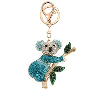 Cute Keychain Women Key Chains For Car Kawaii Rhinestone Crystal Bling Pink FOB Key Ring For Bag Backpack Charm Accessories (Koala Blue)