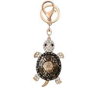 Cute Keychain Women Key Chains For Car Kawaii Rhinestone Crystal Bling Pink FOB Key Ring For Bag Backpack Charm Accessories (Tortoise Black)