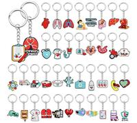 Cute Keychains Bulk, 40Pcs Cute Nurse Keychain Charms Cool Nursing Key Chain for Boys Girls Trinkets Funny Backpack Charms Keychains Accessories Medical Keyring for Prizes Nurse Week Day Party Favors