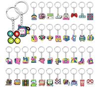 Cute Keychains Bulk, 40Pcs Cute Video Games Keychain Charms Cool Key Chain for Boys Girls Trinkets Funny Backpack Charms Keychains Accessories Gamer gifts Keyring for Prizes 90s Nostalgia Party Favors