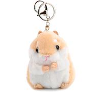 Cute Khaki Plush Hamster Keychain Charm for Wallet, Backpack, Handbag, and Automobile - Women's Key Ring and Automotive Trim
