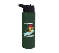 Cute Kid Snow Day Winter Fun Sledging Stainless Steel Insulated Water Bottle