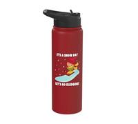 Cute Kid Snow Day Winter Fun Sledging Stainless Steel Insulated Water Bottle