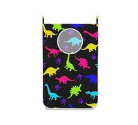Cute Kids Dinosaur Hanging Laundry Hamper Bag Yellow Red Green Blue Dirty Clothes Bag,Over The Door Cloth Basket with Hooks, for Bathroom, Bedroom, Storage, Space Saving, Wall, College, Closet,