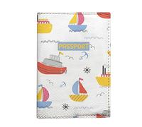 Cute Kids Passport Cover, Sea Boats and Anchors, Tickets Holder, Travel Case for Children, Vegan Leather Pouch for Documents