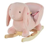 Cute Kids Ride-On Rocking Rabbit Sound Handlebars Seat Belt Plush Body HOMCOM