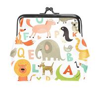 Cute Kids Wild Animals Alphabets Pattern Coin Purse Kiss Lock Change Purse Vintage Trinkets Pouch