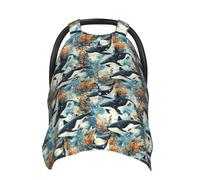 Cute Killer Whale Print Baby Car Seat Covers, Breathable Nursing Cover Breastfeeding Cover, Stroller Covers, Multi-use Infant Carseat Canopy, Baby Boys Girls Newborn Essentials