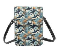 Cute Killer Whale Print Small Crossbody Bags for Women, Small Purses Leather Cell Phone Cross Body Bag