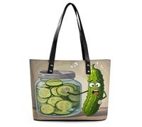 Cute Kimchi Tote Bag Large Soft Leather Purse with Zipper Lightweight Ladies Shoulder Handbag