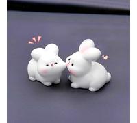 Cute Kiss Face Animal Car Dashboard Decorations, Love Funny Micro Landscape Car Interior Accessories, Kawaii Auto Rearview Mirror Ornaments for Cute Girl Vehicle Interior Desktop Gifts 2PCS(Rabbit)