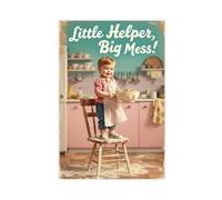 Cute Kitchen,Little Helper Big Mess Canvas Poster for Home Decor Gift | Unframe-style, Multiple sizes, Multiple frame styles, Wall Art, Decor Paintings, Office Decor