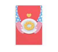 Cute Kitchen Wall Art Retro Style Poster of Cartoon Hands Holding Sweet Donut with Polka Dot Apron Colorful Bakery Print for Cafe Dining Room Or Bakery Decor Food Illustration Gift 16x24inch Unframe