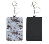 Cute Kitchenware Flower Id Card Holder with Key Ring Bus Pass Holder for Men Women with 2 Card Slots Slim Wallet for Nurse Teacher Student Meal Bank Credit Cards Daily Use Paramedic Accessories