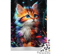 Cute Kitten 1000 Pc Cardboard DIY Fantasy Art Style Jigsaw 12+, Challenging Family Game, Stress Relief, Vibrant Colours & Leisure Decor 70x50cm/1000pcs