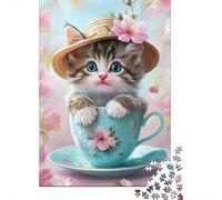 Cute Kitten 1000 Piece Puzzles For Adults Creative Rectangular Wooden Puzzle Jigsaw for Friends Family 1000pcs (75x50cm)