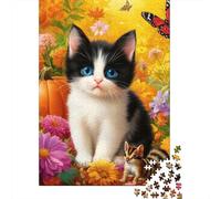 Cute Kitten 1000 Piece Puzzles For Adults Creative Rectangular Wooden Puzzle Jigsaw for Friends Family 1000pcs (75x50cm)