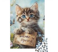 Cute Kitten 1000 Piece Wooden Jigsaw Puzzles for Adults & Children Stress Reliever 1000pcs (75x50cm)