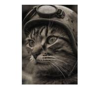 Cute Kitten at Arms WW2 Picture Puzzle for Adults, 300 PCS