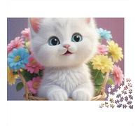 Cute Kitten Basket Jigsaw Puzzle Beasts 1000 Pieces Eco-friendly Paper 100% Recycled for Adults Kids Gift Classroom Puzzle 38x26cm/1000pcs