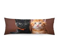 Cute Kitten Black And Orange Cat Body Pillow Pillowcase 20"x54" Lumbar Throw Pillow Covers with Hidden Zipper Breathable & Cozy Full Long Bodypillow Case Cover for Sleeping Bedroom Couch Sofa Decor