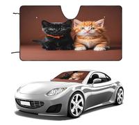 Cute Kitten Black and Orange Cat Car Windshield Sun Shade - Reflector Sunshade Offers Ultimate Protection for Car Interior, Cool Reflective Sun Blocker Fits Small Sedans, Mini SUVs 55"x30"
